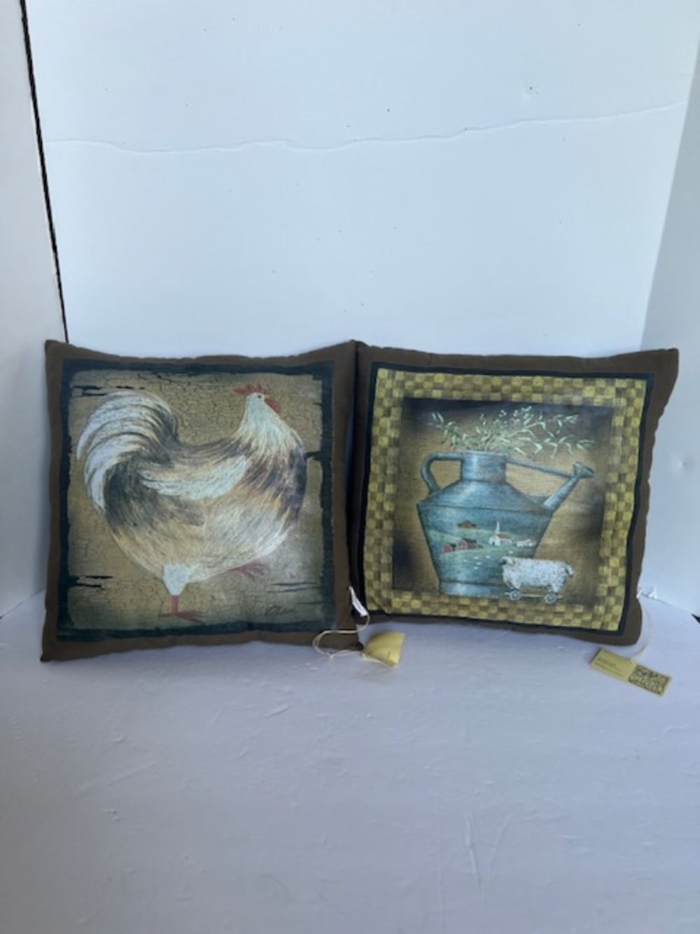 Americana Primitives Rooster and Sheep Pillow Set NWT